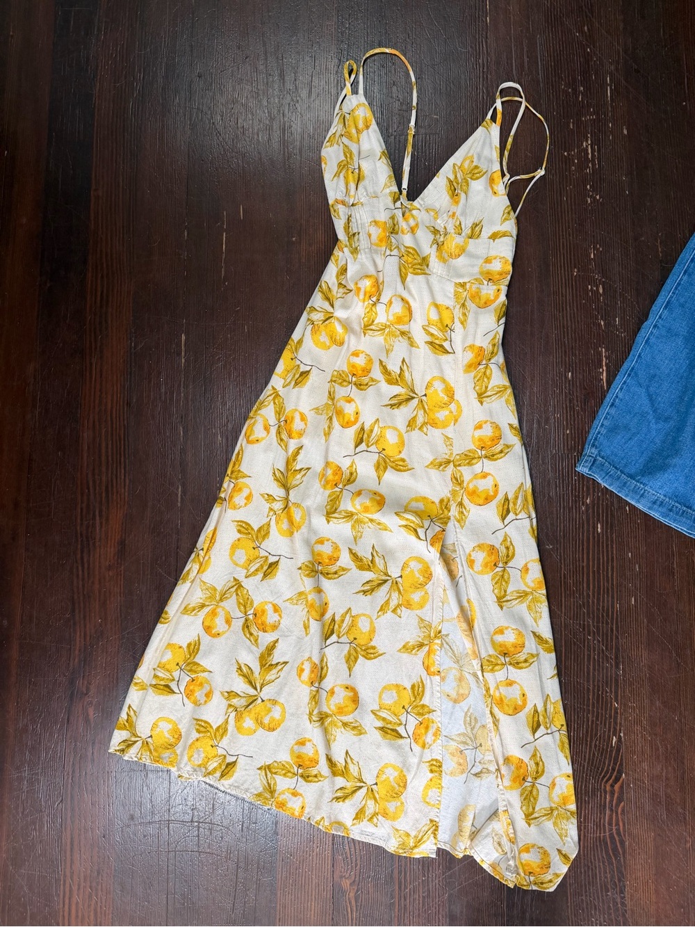 Urban Outfitters Yellow Floral Midi Slip Dress